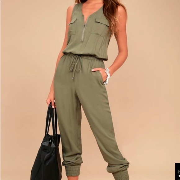 Olive & Oak Pants - Lulu’s Olive Green Jumpsuit